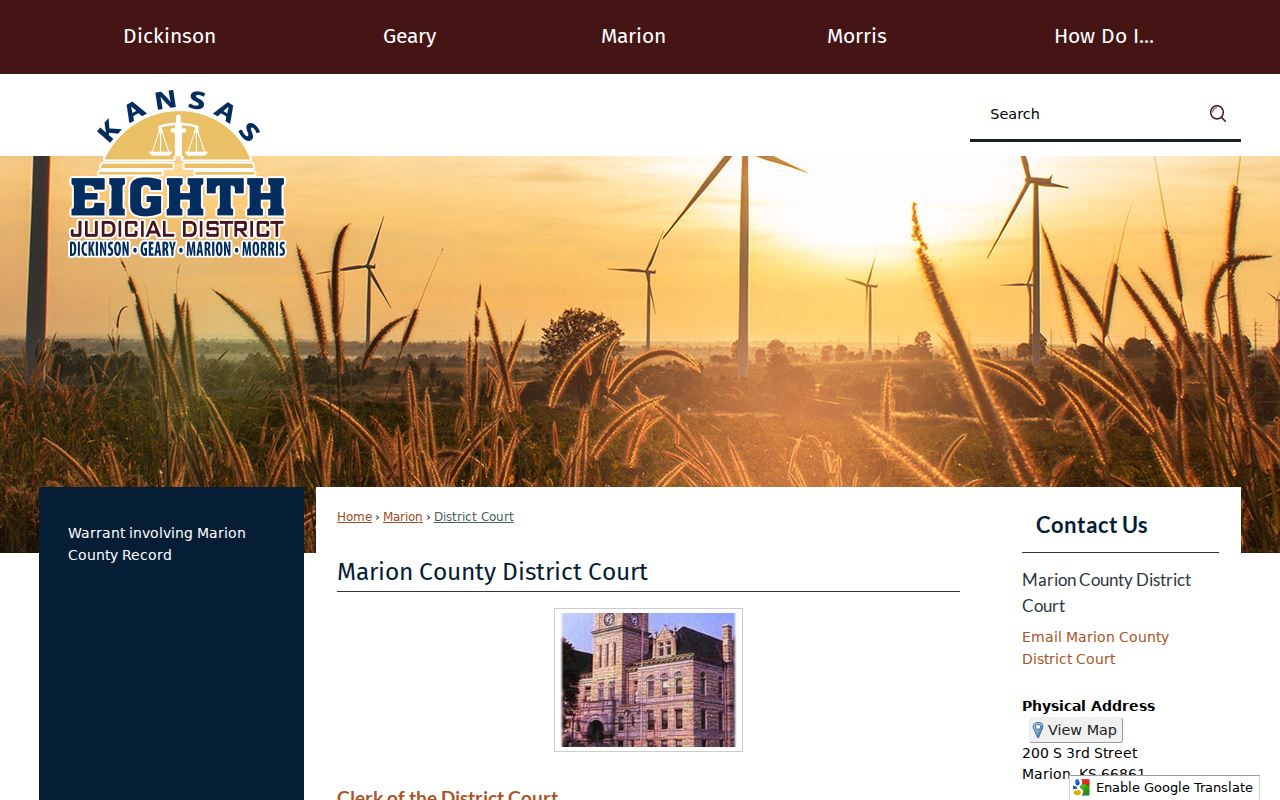 Eighth Judicial District Marion County District Court information page
