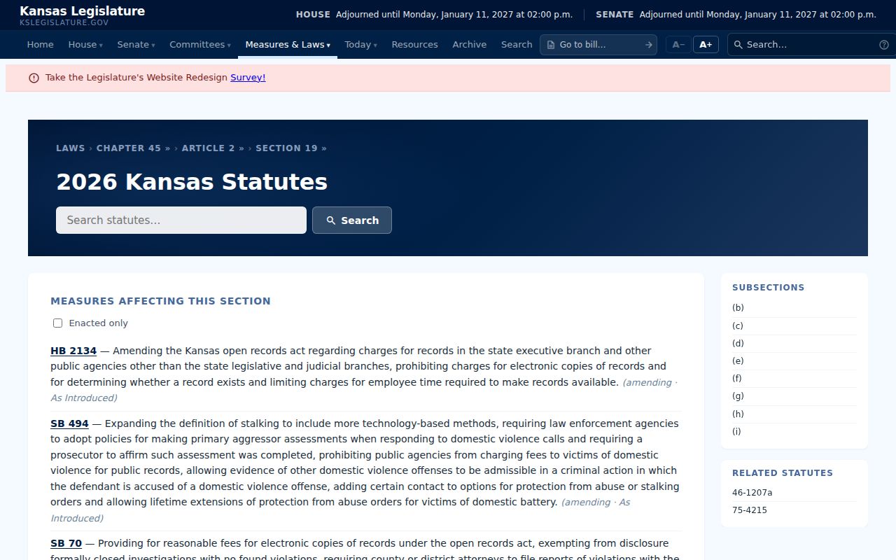 Kansas statute 45-219 public record copy rules