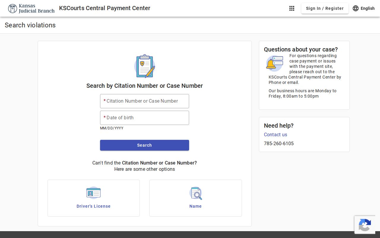 Marion County traffic court records Central Payment Center citation search