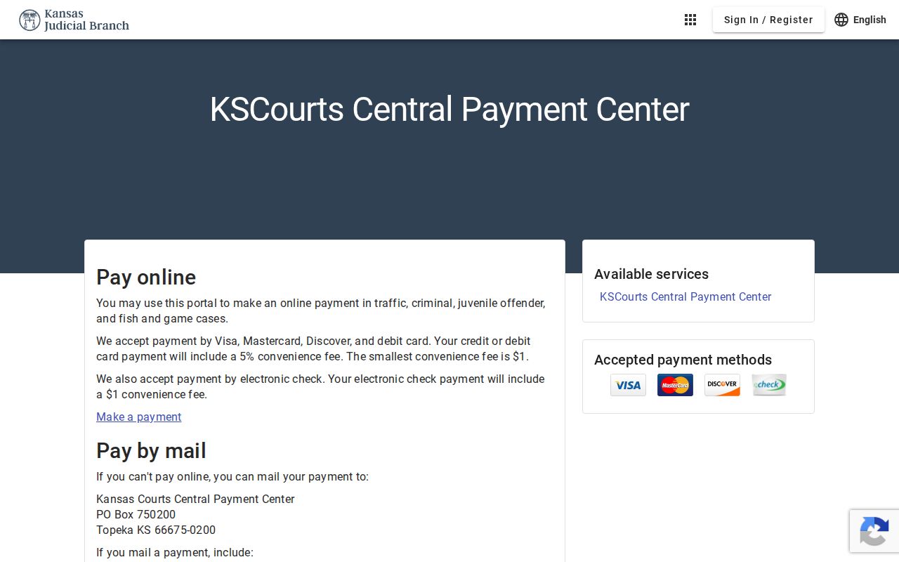 Marion County traffic court records Kansas Central Payment Center source
